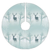 Hirsch- und Baummuster Polyester Weihnachtsbaumdecke (Vorderseite)