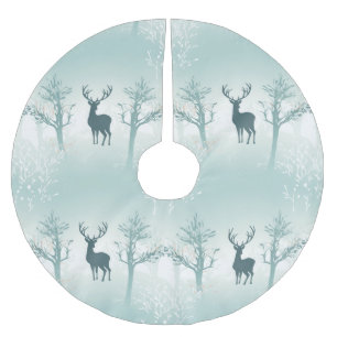 Hirsch- und Baummuster Polyester Weihnachtsbaumdecke