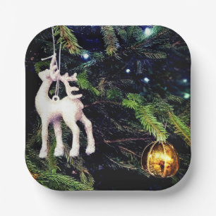 Hirsch und Goldbauble Pappteller