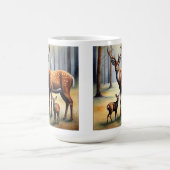 Hirsch und Kitze im Wald Wildtiere Kaffeetasse (Mittel)