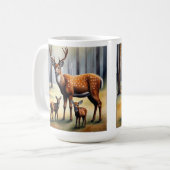Hirsch und Kitze im Wald Wildtiere Kaffeetasse (Vorderseite Links)