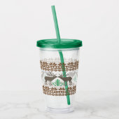 Hirsch und Weihnachtsbaum Litauisches Volksmuster Acryltrinkbecher (Links)