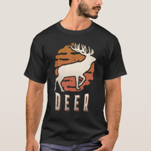 Hirsch Vintage Retro Klassisches Tier Sonnenunterg T-Shirt
