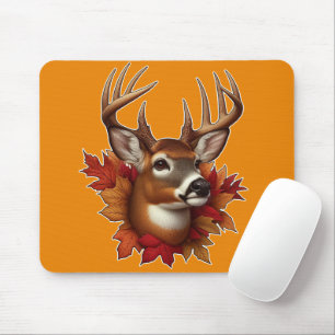 Hirsch von Herbstlaub umgeben Mousepad