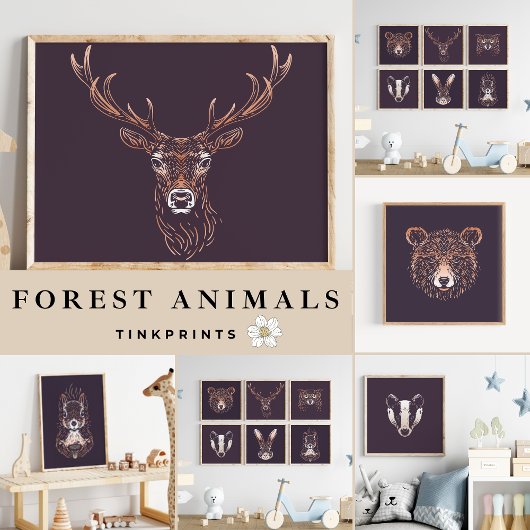 Hirsch | Waldtiermuschel Poster