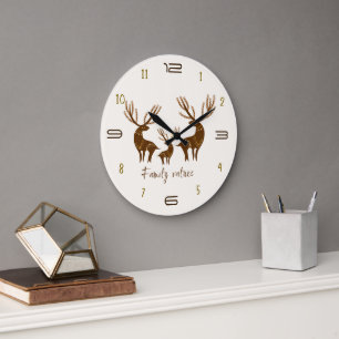 Hirsch-Wanduhr 'Familienwerte' Große Wanduhr