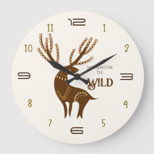 Hirsch-Wanduhr 'Momente in der Wildnis' Große Wanduhr