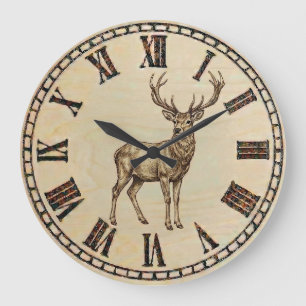Hirsch-Wanduhr – Wald-Wildtier-Kunst Große Wanduhr