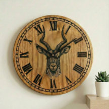 Hirsch-Wanduhr - Wildlife-Holzoptik-Dekor 