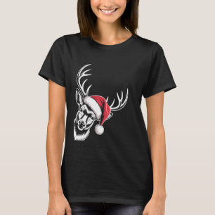 Hirsch Weihnachten Santa Hut Pyjama Weisswedelhirs T-Shirt