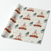Hirsch-Weihnachtsbaum-Illustration Geschenkpapier (Ungerollt)