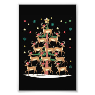 Hirsch-Weihnachtsbaum Lustiger Feiertag Niedlicher Fotodruck