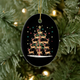 Hirsch-Weihnachtsbaum Lustiger Feiertag Süßer Renn Keramik Ornament