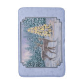 Hirsch & Weihnachtsbaum Winter Blue Badematte (Vorderseite Vertikal)