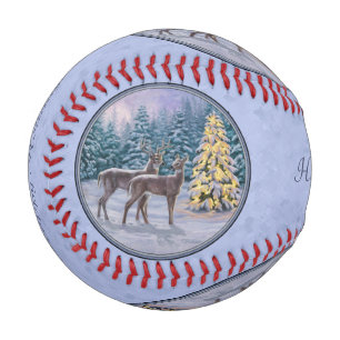 Hirsch & Weihnachtsbaum Winter Blue Baseball