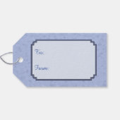 Hirsch & Weihnachtsbaum Winter Blue Geschenkanhänger (Rückseite Horizontal)