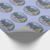 Hirsch & Weihnachtsbaum Winter Blue Geschenkpapier (Ecke)