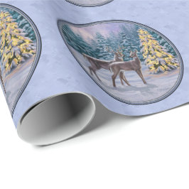 Hirsch & Weihnachtsbaum Winter Blue Geschenkpapier