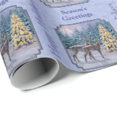 Hirsch & Weihnachtsbaum Winter Blue Geschenkpapier (Rolleneckpunkt)