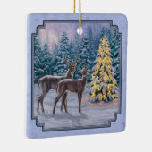 Hirsch & Weihnachtsbaum Winter Blue Keramikornament (Rechts)