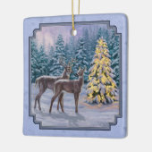 Hirsch & Weihnachtsbaum Winter Blue Keramikornament (Links)