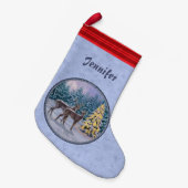 Hirsch & Weihnachtsbaum Winter Blue Kleiner Weihnachtsstrumpf (Vorderansicht (hängend))