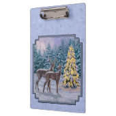 Hirsch & Weihnachtsbaum Winter Blue Klemmbrett (Links)