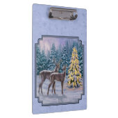 Hirsch & Weihnachtsbaum Winter Blue Klemmbrett (Rechts)