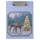 Hirsch & Weihnachtsbaum Winter Blue Klemmbrett (Vorderseite)