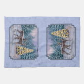 Hirsch & Weihnachtsbaum Winter Blue Küchentuch (Horizontal)