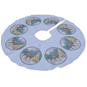 Hirsch & Weihnachtsbaum Winter Blue Leinenimitat Weihnachtsbaumdecke (Schrägansicht)