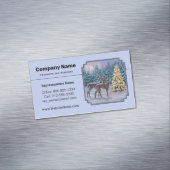 Hirsch & Weihnachtsbaum Winter Blue Magnetische Visitenkarte (Beispiel)