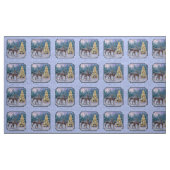 Hirsch & Weihnachtsbaum Winter Blue Stoff (Yard (91,4 cm))