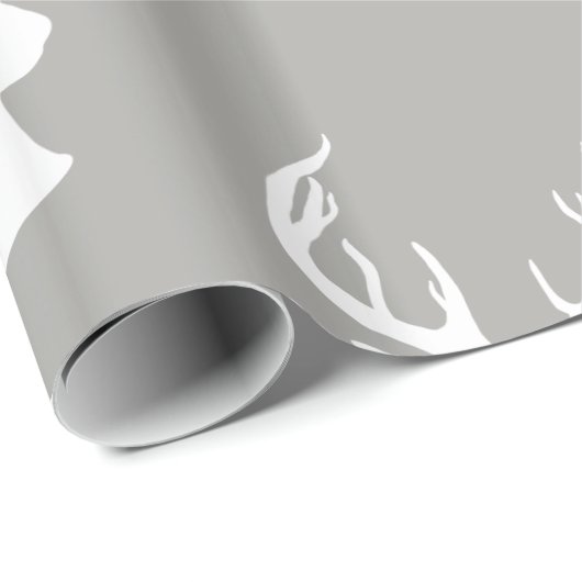 Hirsch-Weihnachtsgrau-Muster des Ren-| des Geschenkpapier (Rolleneckpunkt)