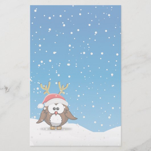 Hirsch Weihnachtsmann Eule Briefpapier (Vorderseite)