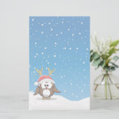 Hirsch Weihnachtsmann Eule Briefpapier (Stehend Vorderseite)