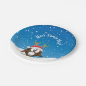 Hirsch Weihnachtsmann Eule Pappteller (Schrägansicht)