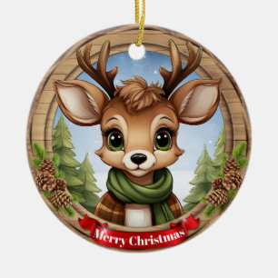 Hirsch-Weihnachtsmann-Rentier-Tier-Weihnachten Ker Keramik Ornament