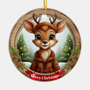 Hirsch-Weihnachtsmann-Rentier-Tier-Weihnachten Ker Keramik Ornament