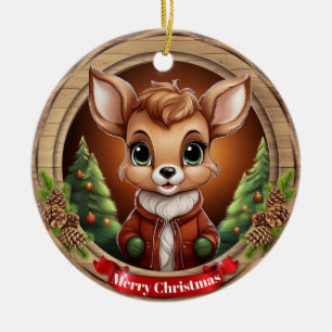 Hirsch-Weihnachtsmann-Rentier-Tier-Weihnachten Ker Keramik Ornament