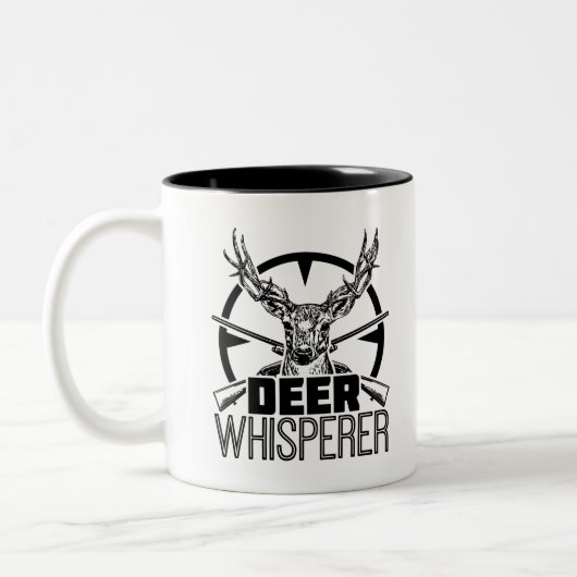 Hirsch Whisperer Funny Buck Hunter Whitetail Jagd Zweifarbige Tasse (Links)