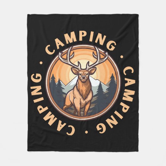 Hirsch - Wildnis - Camping Fleecedecke (Vorderseite)