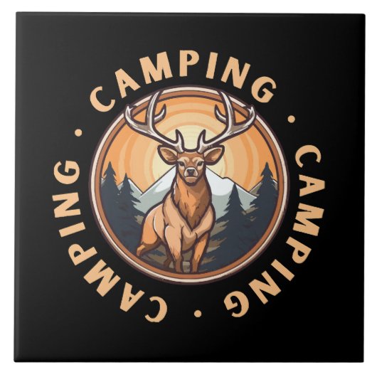Hirsch - Wildnis - Camping Fliese (Vorderseite)