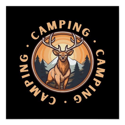 Hirsch - Wildnis - Camping Poster (Vorderseite)