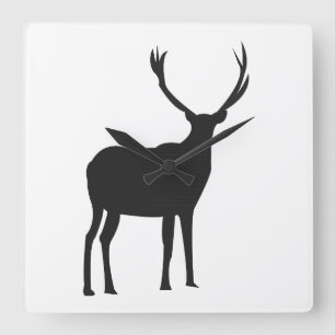 Hirsch Wildtier Geweihe Hirsch Quadratische Wanduhr