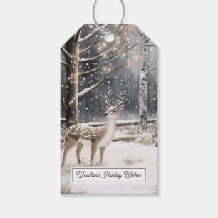 Hirsch-Winter-Schnee-Weihnachts-Geschenk-Anhänger Geschenkanhänger