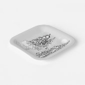 Hirsch, Winter, Wald, Weihnachtsbäume, einfarbig Pappteller (Gewinkelt)