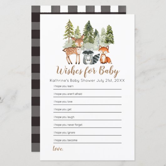 Hirschabenteuer Kinderdusche Wünsche für Baby (Vorne/Hinten)