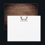 Hirschantler jagen Jäger Rustikales Dunkles Holz Mitteilungskarte<br><div class="desc">Dieses Design bietet rustikale Hirschantler mit Platz für einen Namen/Text unten und einem dunklen Holzhintergrund. Klicken Sie auf die Schaltfläche Anpassen, wenn Sie die Designelemente anpassen und/oder den Text weiter verändern möchten! Variationen dieses Designs, zusätzliche Farben sowie koordinierende Produkte sind in unserem Shop, zazzle.com/store/doodlelulu verfügbar. Kontaktieren Sie uns, wenn Sie...</div>