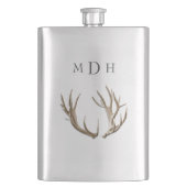 Hirschantler Mit Monogramm Kolben für ihn Flachmann (Vorderseite)